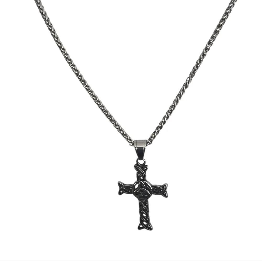 Stainless Steel Celtic Knot Cross Pendant Necklace - Picture 2 of 5